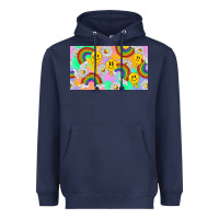 Navy smile faces and rainbow and daisys Heavyweight Hoodie - TumblerDesignByShophia
