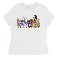 White Drink Up Witches Ladies Tee - CowhideDigitalArt