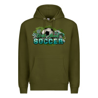 Army Green Wild about Soccer Premium Hoodie - HowdyJamesFarm