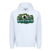 White Wild about Soccer Premium Hoodie - HowdyJamesFarm
