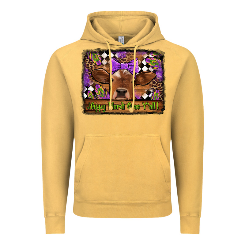 Happy Mardi Gras Y'all Cow Vintage Hoodie by Jasminsmagicworld | Teevron