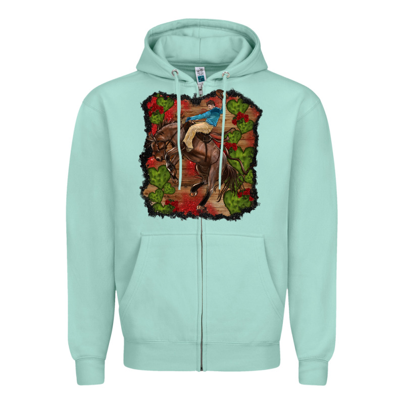 Valentines Day Cowboy Cactus Rose Zipper Hoodie by RanaPortraitStore | Teevron