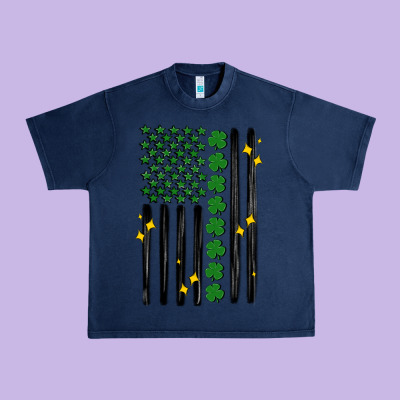 Shamrock Usa Flag Urban Heavy Tee Designed By Maliassmallbusiness