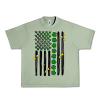 Oil Green shamrock usa flag Urban Heavy Tee - MaliasSmallBusiness
