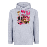 Heather Grey Cupid's love lodge with truck Valentine's Day Heavyweight Hoodie - HowdyJamesFarm