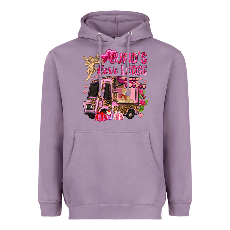 Cupid's Love Lodge With Truck Valentine's Day Heavyweight Hoodie by HowdyJamesFarm | Teevron