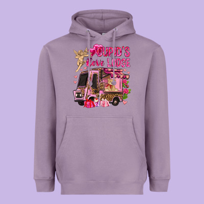 Cupid's Love Lodge With Truck Valentine's Day Heavyweight Hoodie Designed By Howdyjamesfarm