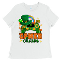 White Gamer chaun st.patricks day Ladies Tee - Neo Western