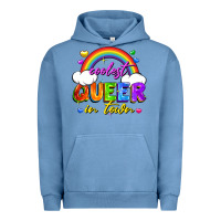 Pigment Pebble Blue Coolest queer in town Urban Hoodie - FaDigitalArtStudio