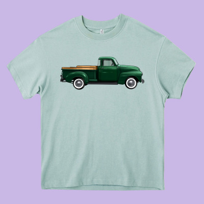 Western Green Truck Right Side View 1 Heavy Core Tee Designed By Fadigitalartstudio