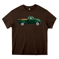 Chocolate Brown western green truck right side view 1 Heavy Core Tee - FaDigitalArtStudio