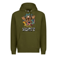 Army Green Just a little moody baby cow Premium Hoodie - HowdyJamesFarm
