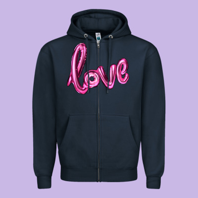 Valentines Day Love Balloon Zipper Hoodie Designed By Ranaportraitstore