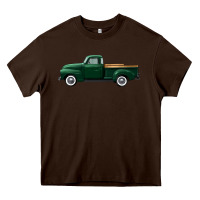 Chocolate Brown western green truck right side view Heavy Core Tee - FaDigitalArtStudio