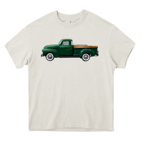 Cream western green truck right side view Heavy Core Tee - FaDigitalArtStudio
