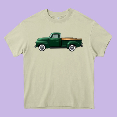 Western Green Truck Right Side View Heavy Core Tee Designed By Fadigitalartstudio