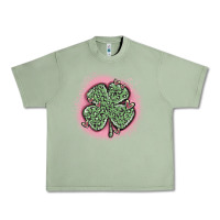 Oil Green leopard shamrocks with hearts Urban Heavy Tee - MaliasSmallBusiness