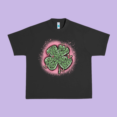 Leopard Shamrocks With Hearts Urban Heavy Tee Designed By Maliassmallbusiness