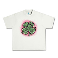Pistachio leopard shamrocks with hearts Urban Heavy Tee - MaliasSmallBusiness