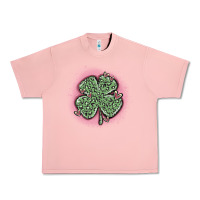 Salmon leopard shamrocks with hearts Urban Heavy Tee - MaliasSmallBusiness