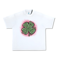 White leopard shamrocks with hearts Urban Heavy Tee - MaliasSmallBusiness