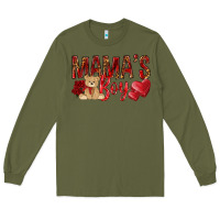 Army Green mamas boy with leopard Long Sleeve Tee - NancyCooperArtShop