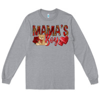 Heather Grey mamas boy with leopard Long Sleeve Tee - NancyCooperArtShop
