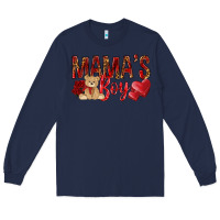 Navy mamas boy with leopard Long Sleeve Tee - NancyCooperArtShop