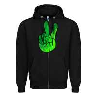 Black Green Peace Sign Zipper Hoodie - Jasminsmagicworld