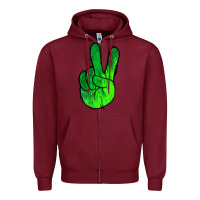 Burgundy Green Peace Sign Zipper Hoodie - Jasminsmagicworld