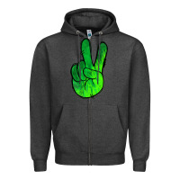 Charcoal Heather Green Peace Sign Zipper Hoodie - Jasminsmagicworld