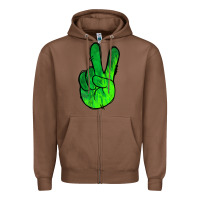Chestnut Green Peace Sign Zipper Hoodie - Jasminsmagicworld