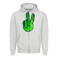 Dove Grey Green Peace Sign Zipper Hoodie - Jasminsmagicworld