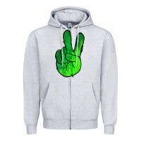 Heather Grey Green Peace Sign Zipper Hoodie - Jasminsmagicworld