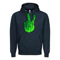 Navy Green Peace Sign Zipper Hoodie - Jasminsmagicworld