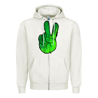 Oatmeal Heather Green Peace Sign Zipper Hoodie - Jasminsmagicworld
