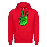 Red Green Peace Sign Zipper Hoodie - Jasminsmagicworld