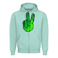 Seafoam Green Peace Sign Zipper Hoodie - Jasminsmagicworld
