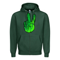 Sports Green Green Peace Sign Zipper Hoodie - Jasminsmagicworld