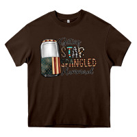 Chocolate Brown getting star spangled hammered Heavy Core Tee - CowhideDigitalArt