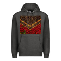 Charcoal Heather red roses with leopard Premium Hoodie - TumblerDesignByShophia