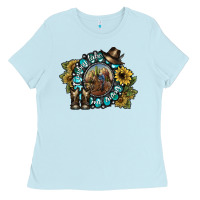 Baby Blue cowboy take me away 2 Ladies Tee - SublimationCraftShop