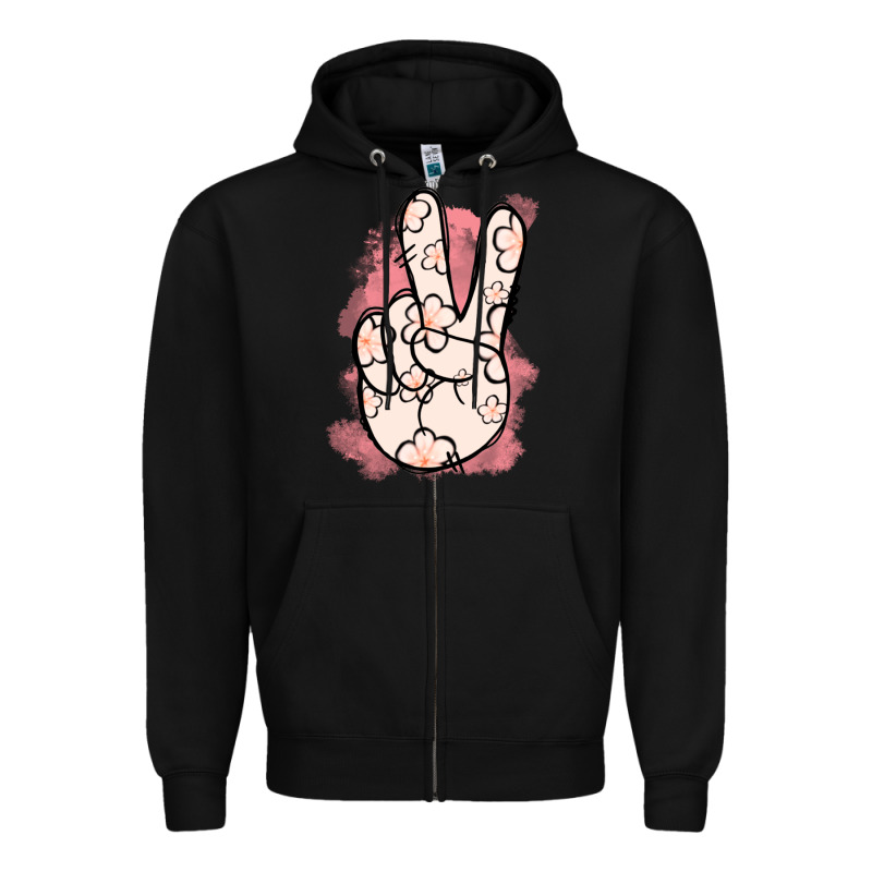 Floral Peace Sign Zipper Hoodie by Jasminsmagicworld | Teevron