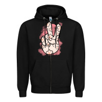 Black Floral Peace Sign Zipper Hoodie - Jasminsmagicworld