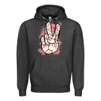 Charcoal Heather Floral Peace Sign Zipper Hoodie - Jasminsmagicworld