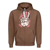 Chestnut Floral Peace Sign Zipper Hoodie - Jasminsmagicworld