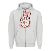 Dove Grey Floral Peace Sign Zipper Hoodie - Jasminsmagicworld