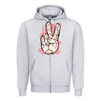 Heather Grey Floral Peace Sign Zipper Hoodie - Jasminsmagicworld