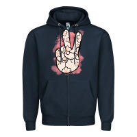 Navy Floral Peace Sign Zipper Hoodie - Jasminsmagicworld