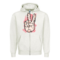 Oatmeal Heather Floral Peace Sign Zipper Hoodie - Jasminsmagicworld
